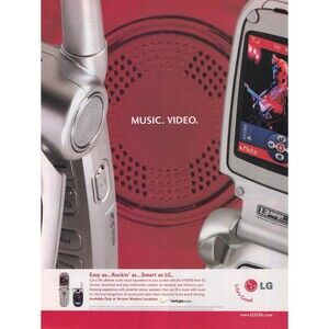 2005 VX8100 LG flip phone print ad vintage verizon wireless music video poster